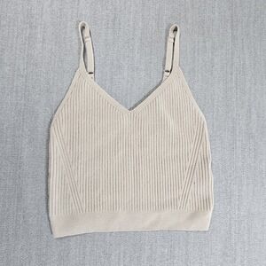 Abercrombie & Fitch Beige Knit  V-Neck Adjustable Strap Tank Top Large